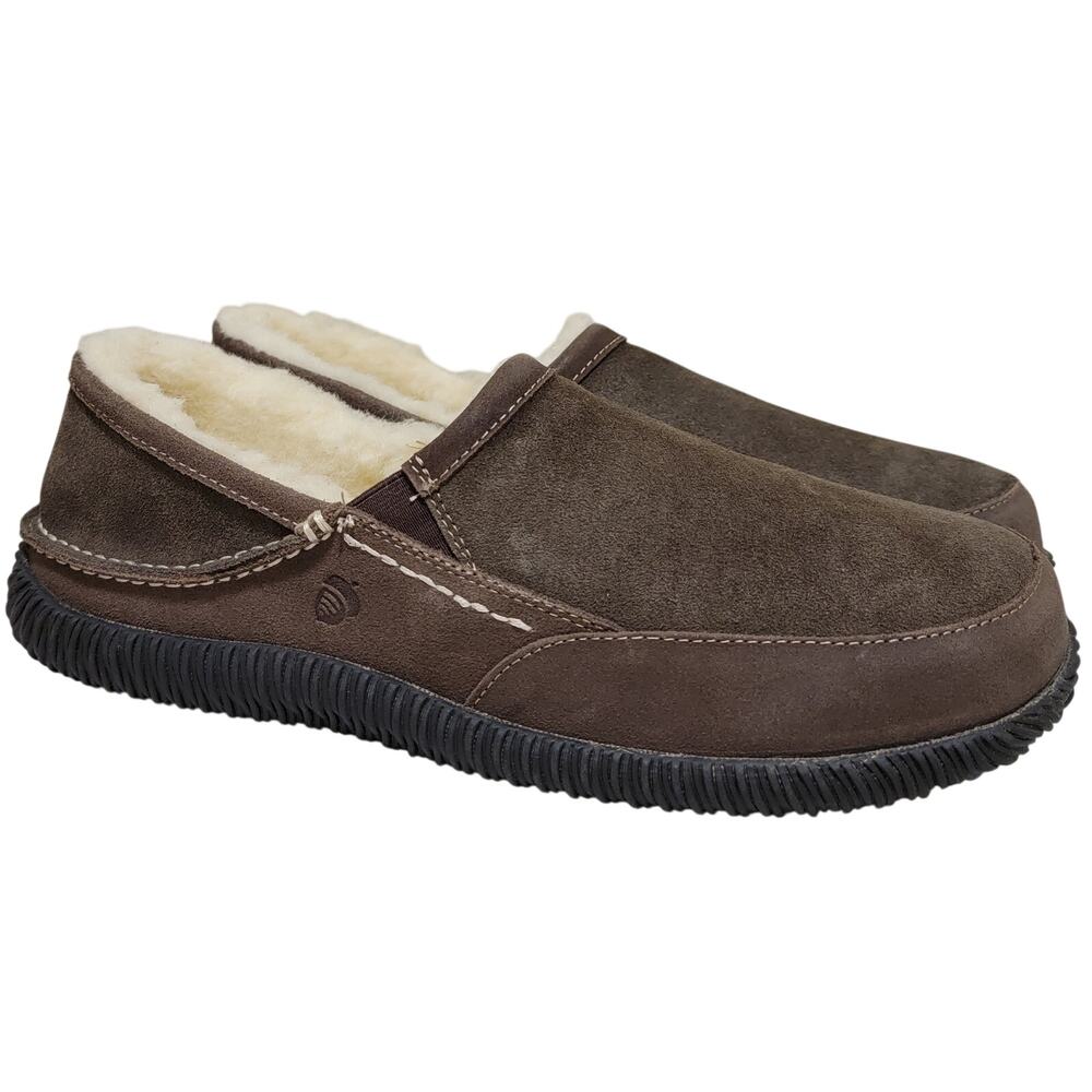 Acorn Men Rambler Moc Toe Shearling Lined Slippers Size US 12 Chocolate Brown